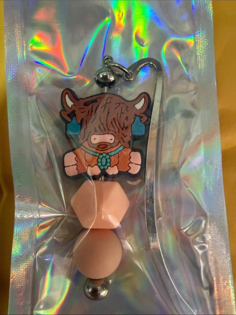 Cow & Highland Cow Silicone Bead book mark- Teal, Black, Peach handmade - Picture 3 of 3